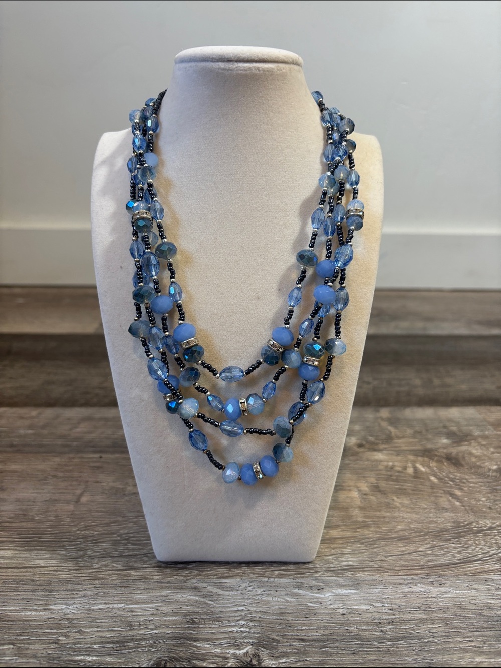 Multi-Strand Blue Beaded Necklace - Women Jewelry